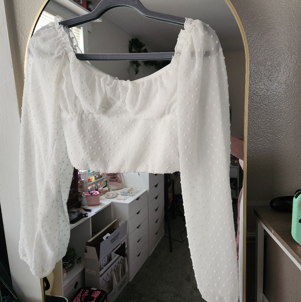 Shein White Puff Sleeve Top